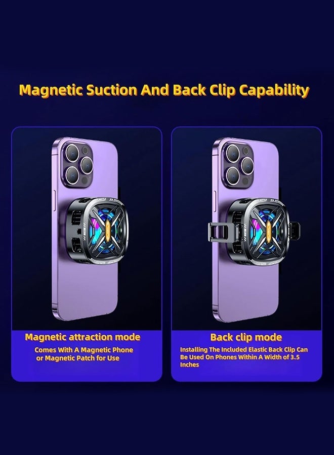 Magnetic Cell Phone Cooler, RGB Phone Cooling Fan Portable Lightweight Mobile Phone Cooling Fan, Phone Radiator with Temperature Display for Mobile Gaming, Tiktok Live Streaming - Image 2